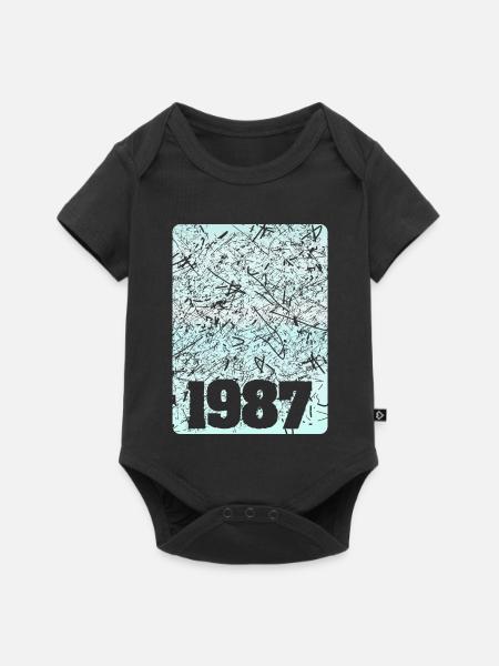 Zahl 1987 - Baby Premium Kurzarmbody - Schwarz