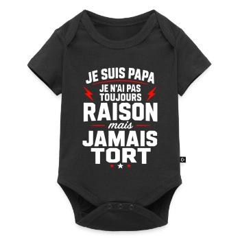 Je suis papa je n'ai jamais tort humour papa  - Body à manches courtes Premium Bébé - noir - Devant