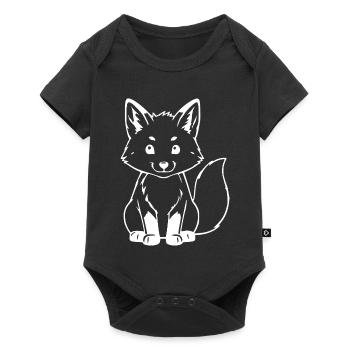 weißer Fuchs Geschenk Naturliebhaber - Baby Premium Kurzarmbody - Schwarz - Vorne