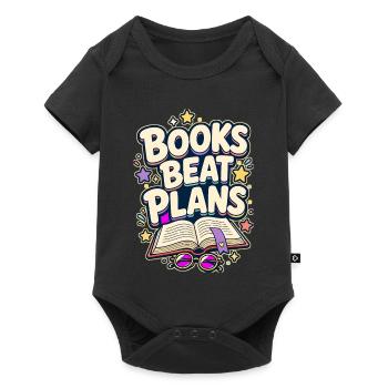 BOOKS BEAT PLANS Nickerchen - Baby Premium Kurzarmbody - Schwarz - Vorne