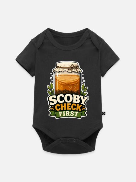 SCOBY CHECK FIRST - Baby Premium Kurzarmbody - Schwarz