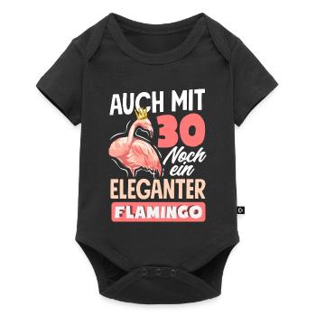 Mit 30 Eleganter Flamingo Geburtstag - Baby Premium Kurzarmbody - Schwarz - Vorne