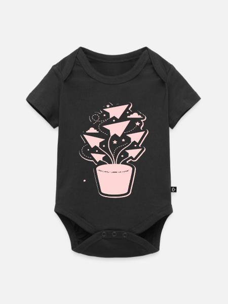 Pastellpapierflug Blütenzauber - Baby Premium Kurzarmbody - Schwarz