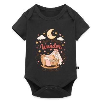 Unser Kleines Wunder – Kuschelmond Traumzeit - Baby Premium Kurzarmbody - Schwarz - Vorne