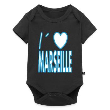 Né à Marseille Marseille France Cadeau - Body à manches courtes Premium Bébé - noir - Devant