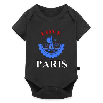 Ich liebe Paris Eiffelturm Pariser Geschenk - Baby Premium Kurzarmbody - Schwarz - Vorne