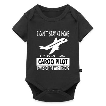 Ich bin Cargopilot Spruch stolzer Pilot Geschenk - Baby Premium Kurzarmbody - Schwarz - Vorne