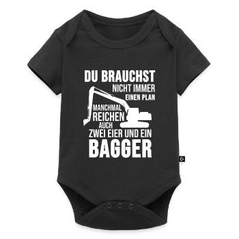 Bagger Baggerfahrer Baustelle Cooles Geschenk - Baby Premium Kurzarmbody - Schwarz - Vorne
