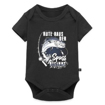 Rute Raus Der Spass Beginnt Angler Fische Geschenk - Baby Premium Kurzarmbody - Schwarz - Vorne