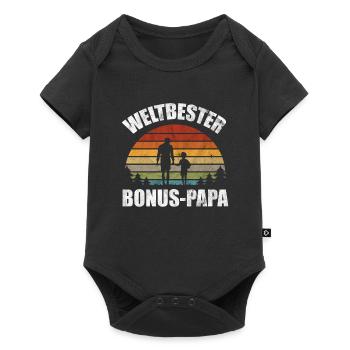 Bonus Papa Stiefvater Bonuspapa Stiefpapa Geschenk - Baby Premium Kurzarmbody - Schwarz - Vorne