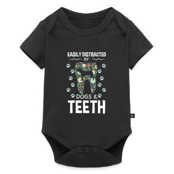 Easily Distracted By Dogs And Teeth - Baby Premium Kurzarmbody - Schwarz - Vorne