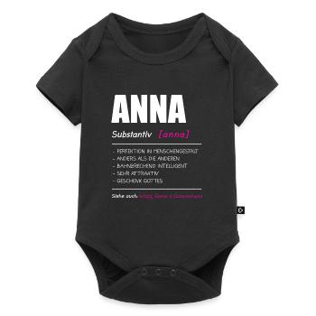 Anna Name Vorname Geschenk - Baby Premium Kurzarmbody - Schwarz - Vorne