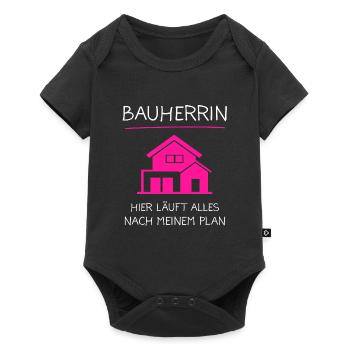 Bauherrin Bauherr Bauherrinnen Geschenk - Baby Premium Kurzarmbody - Schwarz - Vorne