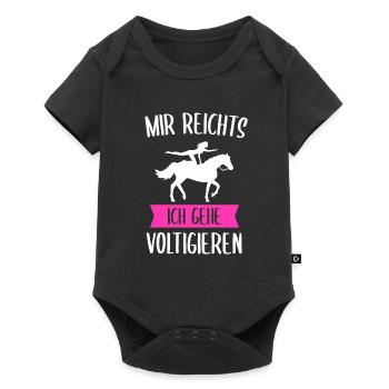 Voltigieren Voltigierer Pferd Geschenk - Baby Premium Kurzarmbody - Schwarz - Vorne