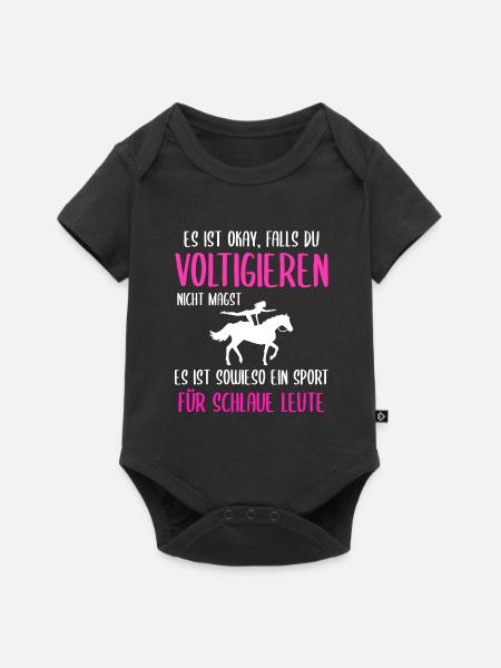 Voltigieren Voltigier Pferd Geschenk - Baby Premium Kurzarmbody - Schwarz