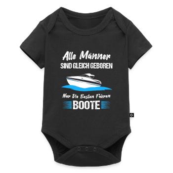 Motorboot Boot Bootsbesitzer Boote Geschenk - Baby Premium Kurzarmbody - Schwarz - Vorne