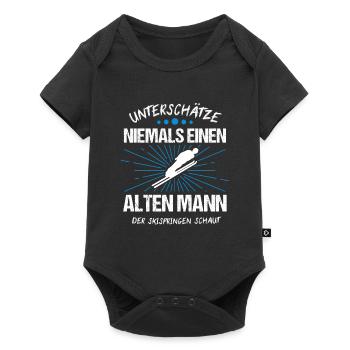 Skispringen Skispringer Skifliegen Geschenk - Baby Premium Kurzarmbody - Schwarz - Vorne