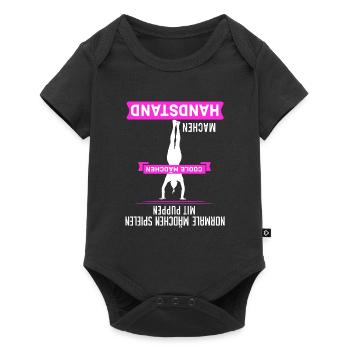 Handstand Turner Turnen Geschenk - Baby Premium Kurzarmbody - Schwarz - Vorne