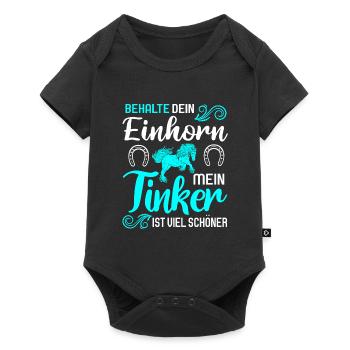 Tinker Pferd Reiter Geschenk - Baby Premium Kurzarmbody - Schwarz - Vorne