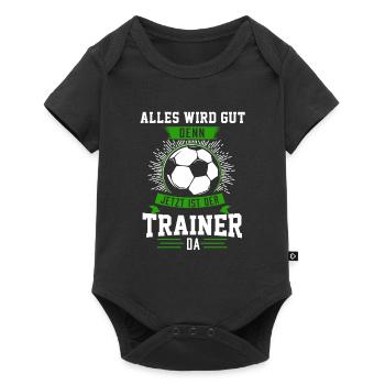 Trainer Fußball Fußballtrainer Geschenk - Baby Premium Kurzarmbody - Schwarz - Vorne