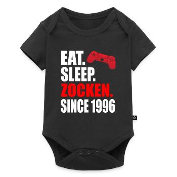 Eat Sleep Zocken Since 1996 25 - Baby Premium Kurzarmbody - Schwarz - Vorne
