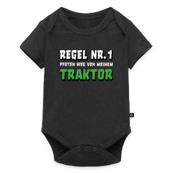 Traktor Landwirt Bauer Trecker lustiger Spruch - Baby Premium Kurzarmbody - Schwarz - Vorne