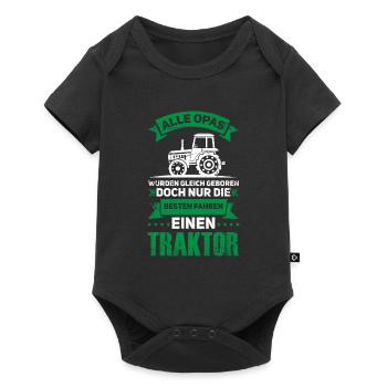 Opa Traktor Fahrer Geschenk - Baby Premium Kurzarmbody - Schwarz - Vorne