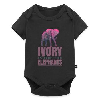 Elefant Leben Elfenbein - Baby Premium Kurzarmbody - Schwarz - Vorne