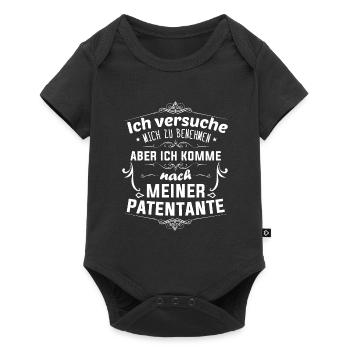 Patentante Patin Taufpatin Geschenk - Baby Premium Kurzarmbody - Schwarz - Vorne