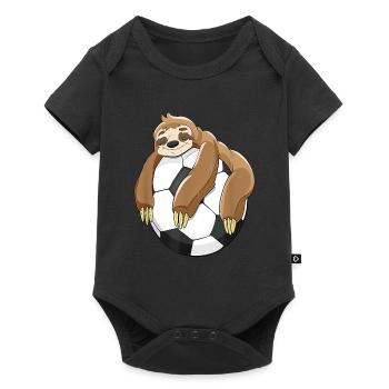 Faultier Faultiere Fußball Faultier auf Fußball - Baby Premium Kurzarmbody - Schwarz - Vorne