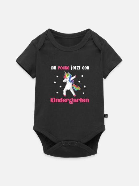 Kindergartenkind Einhorn Kindergarten-Anfang - Baby Premium Kurzarmbody - Schwarz