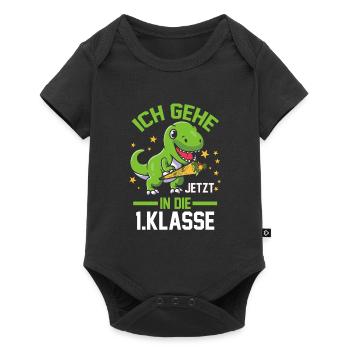 1. Klasse Einschulung Dino Geschenk - Baby Premium Kurzarmbody - Schwarz - Vorne