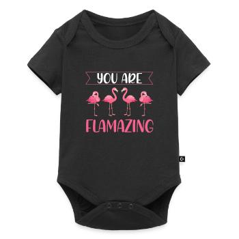 Flamingo Flamingo Geschenk - Baby Premium Kurzarmbody - Schwarz - Vorne