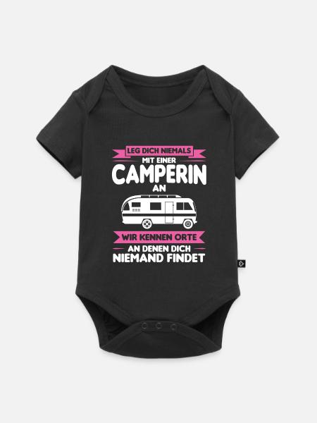 Camperin Reisemobil Wohnmobil Geschenk - Baby Premium Kurzarmbody - Schwarz