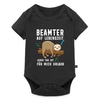 Beamter Beamte Faultier Geschenk - Baby Premium Kurzarmbody - Schwarz - Vorne