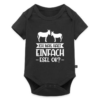 Esel Maultier Tiere Geschenk - Baby Premium Kurzarmbody - Schwarz - Vorne