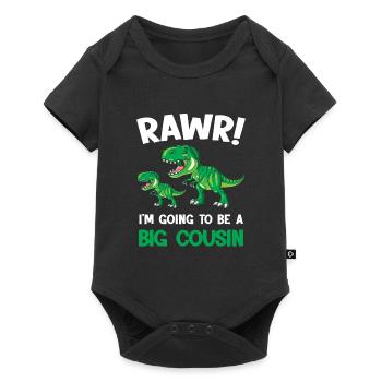 Großer Cousin Dinosaurier Großer Cousin Boy - Baby Premium Kurzarmbody - Schwarz - Vorne