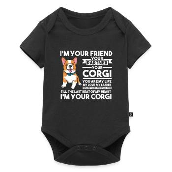 Corgi Corgi chien cadeau - Body à manches courtes Premium Bébé - noir - Devant
