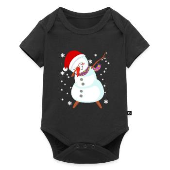 Bonhomme de neige Dabbing Cadeau de Noël - Body à manches courtes Premium Bébé - noir - Devant