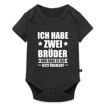 2 Brüder Schwester Brüder Geschenk - Baby Premium Kurzarmbody - Schwarz - Vorne