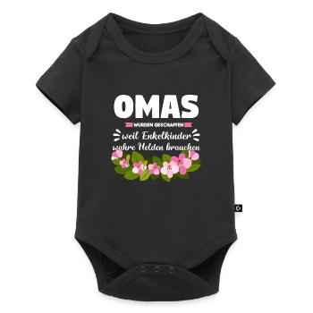 Oma Großmutter Enkelkind Geschenk - Baby Premium Kurzarmbody - Schwarz - Vorne