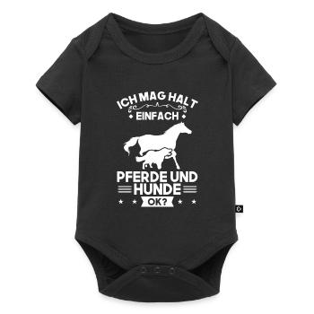 Pferd Hund Pferde Geschenk - Baby Premium Kurzarmbody - Schwarz - Vorne