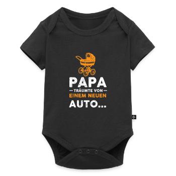 Papa Werdender Papa Vater Geschenk - Baby Premium Kurzarmbody - Schwarz - Vorne