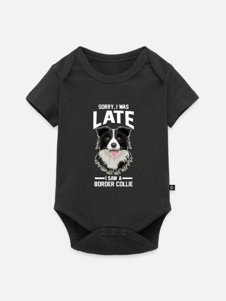 Border Collie Border Collie Cadeau - Premium babyrompertje met korte mouwen - zwart