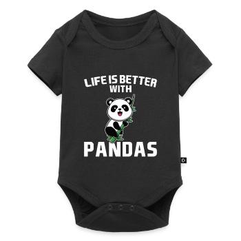 Panda Pandas Cadeau - Body à manches courtes Premium Bébé - noir - Devant
