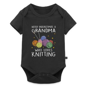Knitting Grandmother Knitting Wool Gift - Baby Premium short-sleeve bodysuit - black - Front