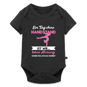 Handstand Turnerin Handstände Geschenk - Baby Premium Kurzarmbody - Schwarz - Vorne