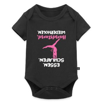 Handstand Handstände Turnerin Geschenk - Baby Premium Kurzarmbody - Schwarz - Vorne