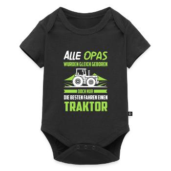 Traktor Opa Traktorfahrer Geschenk - Baby Premium Kurzarmbody - Schwarz - Vorne