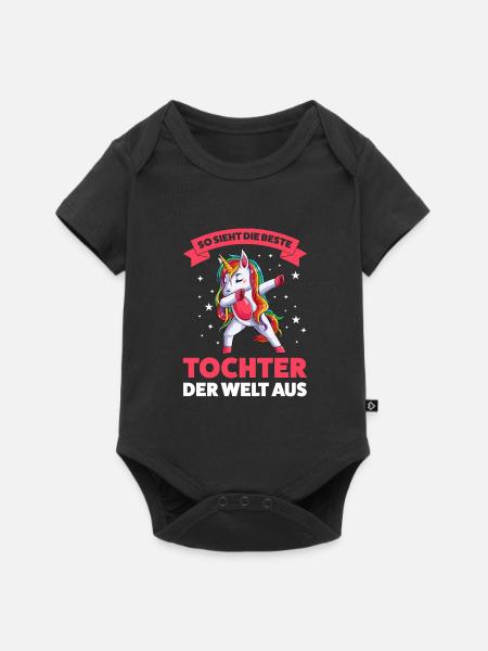 Tochter Einhorn Töchter Geschenk - Baby Premium Kurzarmbody - Schwarz